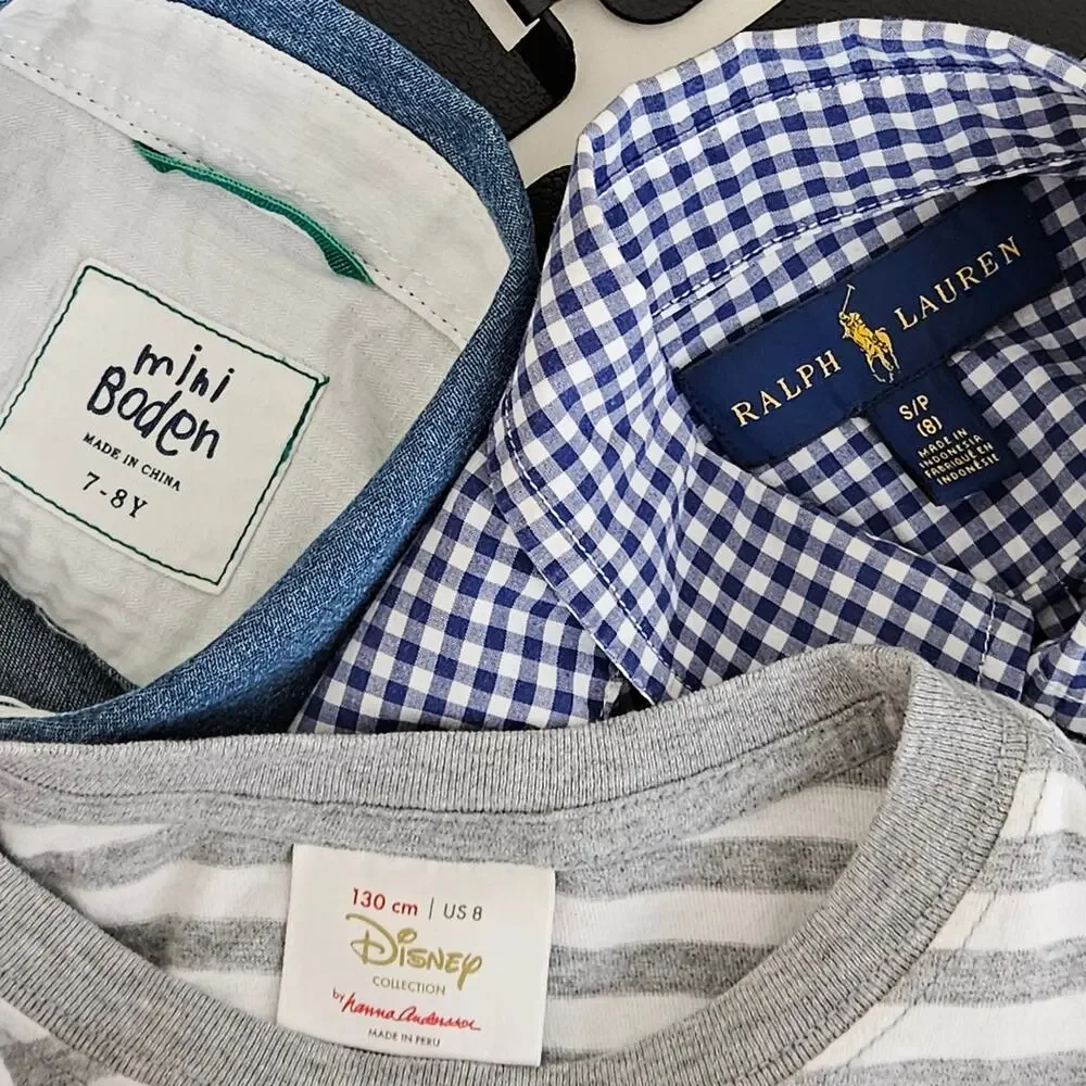 Boy's Shirt Bundle | Ralph Lauren | Mini Boden | Hanna Mickey‎ PJs | Size 8